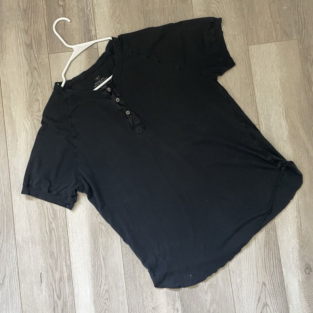 Save Khaki United Henley Tshirt supima cotton short sleeve mens Black (medium)